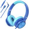 INFURTURE Cuffie per bambini USB C con microfono per ragazzi e ragazze, controllo della linea, limite di volume 94 dB, cuffie on-ear per scuola, viaggi, per cellulari, tablet, PC, Kindle (CH5 USB C
