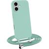 MyGadget Cover con Cordino per iPhone 16 - Custodia con Corda - Case Opaca Antiurto | Bumper con Laccio | Tracolla - Practical Stylish - Verde Menta