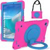HUOLUNGJIN Compatibile con Samsung Galaxy Tab A8 10,5 pollici 2022 (SM-X200/X205/X207), resistente custodia per tablet con supporto e manico girevoli a 360°, tracolla staccabile (design adatto ai bambini) (rosso