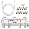 Neoteck Kit splitter antenna TV satellitare a 6 vie, connettore F maschio a femmina, con cavo coassiale da 1,5 m