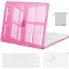 MOSISO Custodia Glitter Compatibile con MacBook Neo 13 pollici Cover 2026 | Copritastiera&Pellicola&Borsa Porta Oggetti&Anti-rottura Rigida Case per MacBook Neo 13 A3404, Rosa Brillante