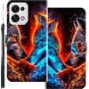 WUACYEAMING Custodia Compatibile con Oppo K15,con Slot Carte PU Pelle Portafoglio Libro Case Antiurto Bumper Motivo Magnetica Flip Protettiva Resistente Due lupi