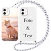 Yoedge Cover con Cordino per Apple iPhone 12/12 Pro Personalizzata 6,1,Custodia con Laccio Collana Custodie Personalizzabile Foto Testi Immagine Personalizzate Bianco Custom per iPhone 12 Pro Case