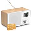 PAZEAU Radio Internet WLAN con DAB+ & FM, radio Bluetooth 5.3, lettore podcast, USB e AUX, oltre 30.000 stazioni radio, EQ e display a colori, telecomando - Smart Radio per soggiorno e giardino (Oak Wood