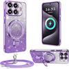 XCYYOO Cover Brillantini con Cordino per Xiaomi 17T Pro,Custodia Trasparente Antiurto Silicone TPU con Laccio Tracolla Supporto Case,Cover con Collana per Xiaomi 17T Pro,Viola