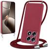 Knrlqim Cover per Xiaomi 14T Pro con Cordino Custodia con Laccio Collana Tracolla Collo Corda Regolabile Liquido Silicone Antiurto AntiGraffio Protettiva Case per Xiaomi 14T Pro 6,67,Vino Rosso