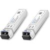 QSFPTEK 2Pack 10GBASE-LR 10G SFP+ modulo, 1310nm, 10km, DDM LC Mini-GBIC ricetrasmettitore per Cisco SFP-10G-LR, Ubiquiti UF-SM-10G, Mikrotik, Nas Switch