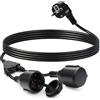 DewinLVD Cavo di Prolunga 2 metri con 2 prese Schuko Prolunga Elettrica IP44 Prolunga Ciabatta H05VV-F 3G 1,5mm², 250V/16A, adatto per giardino, officina, cantiere 2M
