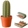 Generisch Scacchi di cactus stampati 3D con scacchiera arrotolabile, set di scacchi portatili con disegno piante grasse, gioco di scacchi da viaggio decorativo, per amanti delle piante e teste creative