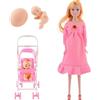 Yeaxxsqy 12 Bambola incinta con articolazioni mobili con bambino nella pancia con carrello per bambini, accessori per casa delle bambole, stile 2, bambola