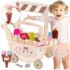 Mamabrum Gelateria Giocattolo per Bambini 3+ in Legno, Carretto Gelati Giocattolo su Ruote con Accessori, Set Gelato Legno Bambini, Gioco Educativo, 44 x 25 x 44 cm