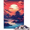 AITEXI Puzzle per adulti al tramonto del villaggio giapponese Puzzle da 1000 pezzi Puzzle in legno Puzzle per adulti Gioco educativo Giocattolo di sfida （50x75 cm）