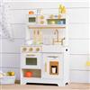 Leeshyah Cucina Giocattolo per Bambini in Legno con Fabbricatore di Ghiaccio,Forno | Lavello, Piano Cottura, Microonde e vani Portaoggetti, Cucina per Bambini Cucina Bianca, Regalo per Bambini dai 3+ anni