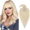 Silk-co Hair Topper Capelli Veri Donna Clip in Extension Toupet Uomo Capelli Umani Brasiliani 30 cm (35 g) #60 Biondo Platino