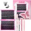 Fadlash Kit di Estensioni Ciglia 0.07 D Arricciatura 12-18mm 80D+100D Finte Ciuffetti Naturali Ciglia Individuali Bond and Seal,Rimuovi Ciglia,Pinzette per Ciglia a Grappolo DIY per Uso Personale