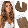 Silk-co Extension Adesive Capelli Veri Biadesivo #6 Castano, 10 Ciocche Biadesive 15g per Sfumature/Volume 30cm
