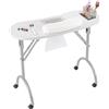 JDBDU Tavolo per manicure con aspirazione, portatile, pieghevole, 90 x 40 x 72 cm, con sacchetto per la polvere e ruote, bianco