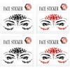 SLIAXINT 4PCS Brillantini Viso Adesivi Set, Strass Viso Autoadesivi Nero e Rosso per Carnevale e Halloween, Gemme Viso Glitter Trucco, Gioielli Viso per Festa Festival Cosplay Make Up