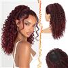 BARSDAR Borgogna Coda Capelli Extension, Rosso Ricci Coda di Cavallo con Coulisse 45cm Pure Protein Fibra Bohemian Ricci Ondulati Pettine Clip in Ponytail Posticci Naturale Leggeri Feste Quotidiana