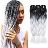 Silk-co 60cm-Treccine Africane Extension 3 Pezzi Capelli Finti per Treccia Extension Trecce Lunghe Braiding Hair-Nero a Bianco