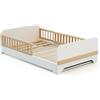 JURABABY - Letto trasformabile in legno per bambini 80x140/165/190 CARROUSEL - Bianco, Letto trasformabile con 3 lunghezze, Rete a doghe, barriere anticaduta, compatto
