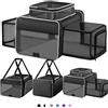 SHARLOVY Gabbia trasporto espandibile alto/lati, TSA, 17 x 11 x 9,5 po. | Cestino morbido cane/gatto, antigraffio, zip sicurezza, gattino, coniglio, bianco/nero.