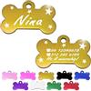 ibera gifts - Medaglietta Cane Personalizzata a Forma di Osso, Perfetta per Animali di Taglia Media e Grande, Targhetta Cane con Incisione, Medaglietta Gatto Personalizzata (d'oro, Stelle)