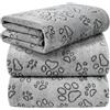 HOTUT 3 Pezzi Coperta per Cane Gatto Lavabile Soffice Durevole,40x60CM,Grigio,Graziosa Coperta Cane con Impronte di Zampe in Soffice Pile per CaniGatti,Conigli e Altri Animali Domestici