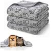 HOTUT 3 Pezzi Coperta per Cane Gatto Lavabile Soffice Durevole,52x76CM,Grigio,Graziosa Coperta Cane con Impronte di Zampe in Soffice Pile per CaniGatti,Conigli e Altri Animali Domestici
