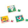 Janod Set di puzzle Janod - Puzzle di animali in legno - 3 puzzle da 9 pezzi