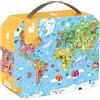 Janod Puzzle Mappa del mondo - Giocattolo educativo gigante da 300 pezzi