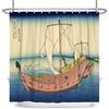 SDOTPMT 165x183cm Ukiyo-e Tema Tenda da doccia Giapponese Kanagawa Oceano Scenario Legno Barca Nautico Tenda da bagno Monte Fuji Oriente Etnico Tenda da vasca per Bagno Poliestere con ganci