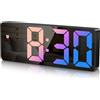 Generico Sveglia da Comodino Digitale, Orologio Digitale con Snooze e Display Luminoso, Grande Schermo LED per Ora/Data/Temperatura, Alimentazione USB e a Batterie, Colorato