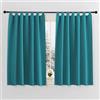 PONY DANCE Tende Oscuranti Termiche Isolanti Corte per Interni | per Camera da Letto, per Finestre Piccole, Blackout, per Cucina, con Passanti, Privacy, 2 Pezzi L 140 x A 145 CM, Blu Pavone