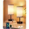 EDISHINE Lampade da Tavolo Moderne Set 2, Porte di Ricarica USB-A e USB-C