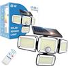 HYBEC - Luci Solari da Giardino Potenti, Lampada Solare con sensore di movimento, Faretto led da esterno solare, Faretti Solari da Giardino, Faretto Solare con sensore di Movimento (Pack 1)