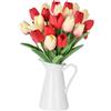 DecorDwell Artificiali in Lattice Tulipano, 20 Tulipani in Seta, Tulipani Artificiali Multicolori Realistici, per Matrimonio, Casa, Festa, Festival, Composizioni Floreali, Bouquet da Sposa