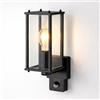 CGC Lighting Lampada da parete per esterni, lanterna, vetro smussato, veranda, interno (nero PIR)