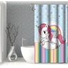 SDOTPMT 90x183cm Carina cartone animato Unicorno Tenda da doccia Arcobaleno Fantasia Bambino Animale Tenda da bagno Stella Colorato strisce Tenda da doccia Impermeabile per Bagno con ganci