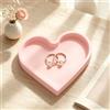 BLESWIN Vassoio portagioie in silicone a forma di cuore, portanelli, grazioso vassoio per orecchini, regalo di arredamento per la casa per mamma, sorella, figlia, amica o fidanzata, rosa