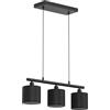 Klighten Lampada a Sospensione 3 Luci E14, Nero, Lampadina non Inclusa | Cilindro Paralume Tessuto, Altezza Regolabile, Lampadario a Sospensione Moderno per Soggiorno Cucina Tavolo da Pranzo