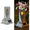 AVEKI Vaso tomba solare con base, altezza 23 cm, in resina, con foro di scarico e luce LED, lampada per cimitero, resistente alle intemperie, per giardino, tomba, cimitero, cimitero di tutti i santi
