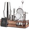 Etens Mixology, kit da barista per barista, kit per la preparazione di cocktail, set di shaker Boston con supporto, miscelazione di bevande miste, barattoli professionali per Martini, agitazione
