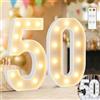 Ledido Lampada a LED con numeri 50, 32 cm | Numeri luminosi a LED bianco caldo e freddo, con telecomando, per feste di compleanno, matrimoni, scrivania, tavolo da parete