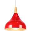 iDEGU 20CM Lampada a Sospensione Retrò LED Luce a Soffitto in Legna Metallo Moderna Lampadario Forma di Goccia Stile Scandinavo Plafoniera per Soggiorno Sala da Pranzo Cameretta (Rosso Lucido 1 Pezzo)
