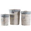 IlGruppone Set 3/5 Pezzi Ceste Portabiancheria in Vimini con Coperchio e Fodera Interna in Tessuto, Contenitori Multiuso per Bucato, Bagno, Lavanderia e Camera da Letto, Design Shabby Chic - 3 Ceste QuincyTipo3