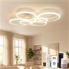 YUNLONG Smart Lampadario Soggiorno Compatibile con Alexa & Google Home, Plafoniera da Soffitto 6 Anelli WiFi, Lampada da Soffitto LED Dimmerabile con Telecomando, per Camera da Letto, Ufficio, Bianco