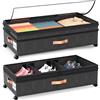 IVTUVTI Set di 2 scatole portaoggetti sotto il letto con ruote e coperchio, telaio in metallo, pieghevole, per vestiti, scarpe, coperte, biancheria da letto