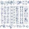 WANDIC 3 fogli di adesivi a trasferimento con fiori blu, impermeabili, per mobili, decorazioni per la casa, per fai da te, 15 x 30 cm