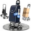 Veekovo Carrello Spesa Tre Ruote Pieghevole, Carrello Portaspesa con Borsa da 56L, Borsa Impermeabile Rimovibile, Carrello Portaspesa Richiudibile, Ruote Silenziose (Blu)